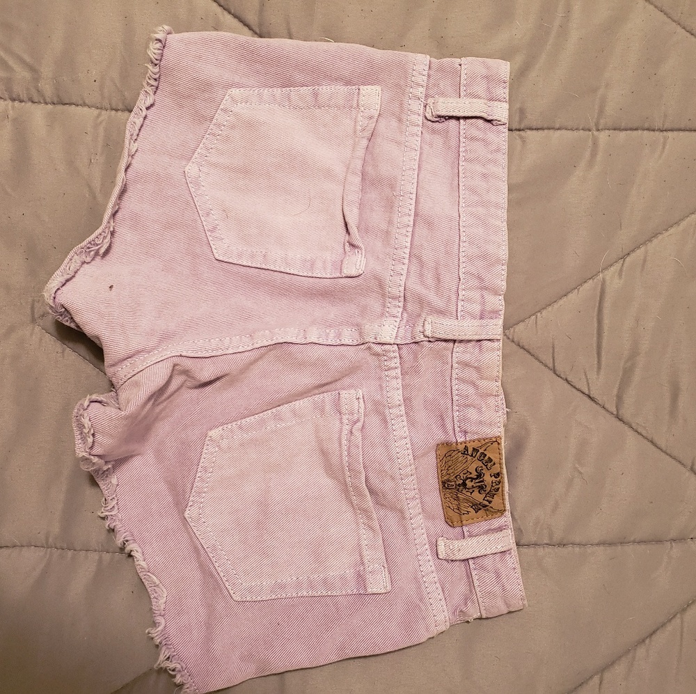 Light Purple Distressed Jean Shorts